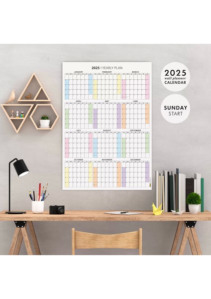Amerikan Standardı 2026 Yıllık Planlayıcı Duvar Takvimi, United States Calendar