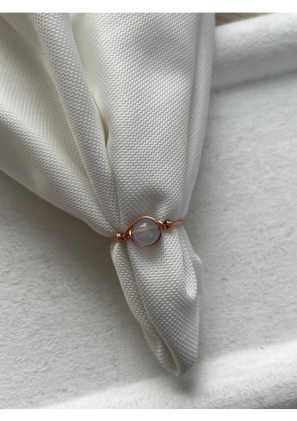 Akuamarin Taşı Ayarlanabilir Bakır Renk Tel Yüzük