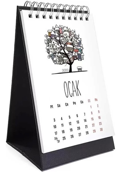 2026 Takvim Dört Mevsim Ağaç 2026 Masa Takvimi Siyah