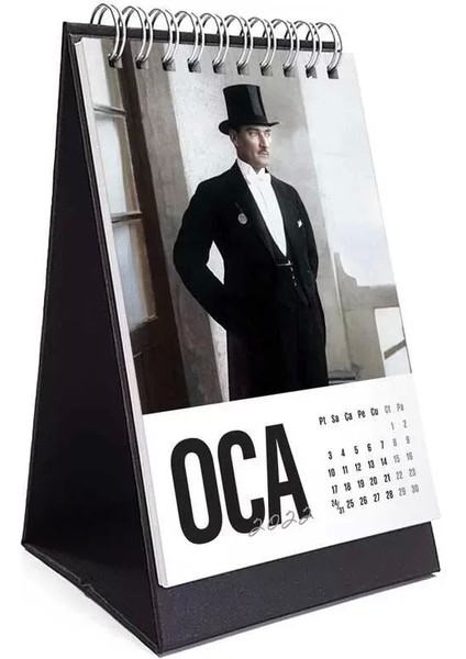 Atatürk Fotoğraflı 2026 Takvimi Siyah Masa Takvimi Dikey Form