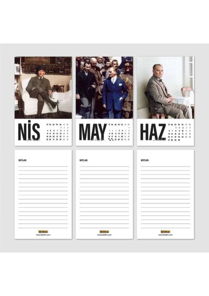 Atatürk Fotoğraflı 2026 Takvimi Siyah Masa Takvimi Dikey Form modelleri