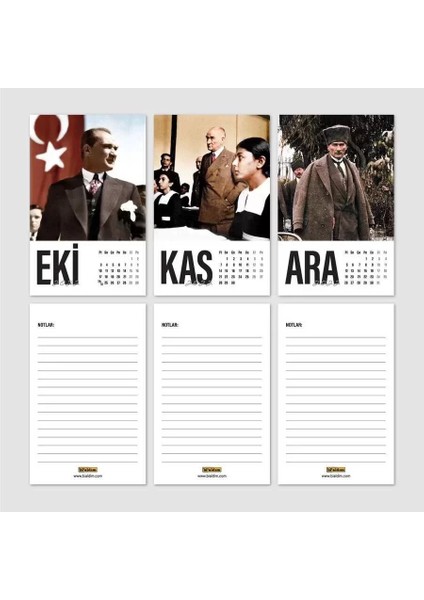 Atatürk Fotoğraflı 2026 Takvimi Siyah Masa Takvimi Dikey Form indirimleri