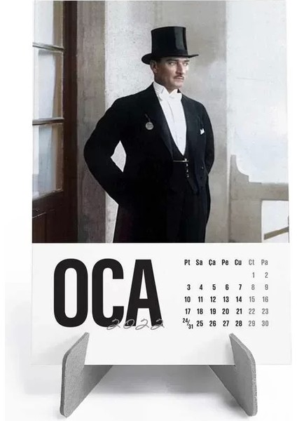 Atatürk Renkli Fotoğraflı 2026 Masa Takvimi Gri Dikey Form fiyatları