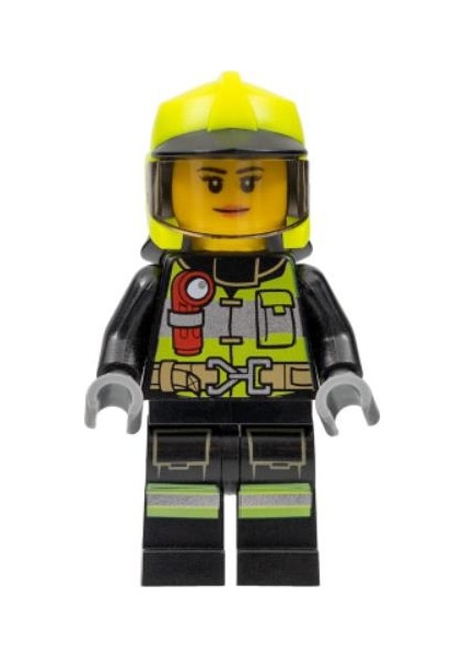 Minifigür - Fire - Female, Reflective Stripes With Utility Belt And Flashlight CTY1371