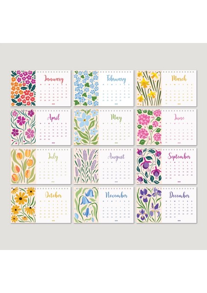 Çiçek Galerisi 2026 Masa Takvimi, Rengarenk Çiçekli Takvim, 2026 Desk Calendar, Flowers Calendar 2026, Floral Calendar fiyatları