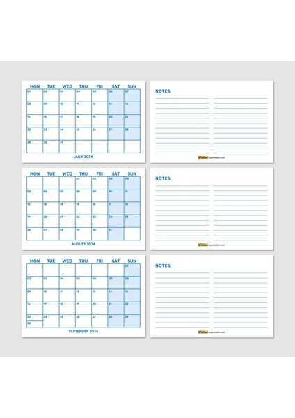 Mavi Renkli Aylık Planlama 2026 Takvim, 2026 Masa Takvimi, Blue Color Monthly Planner Calendar indirimleri