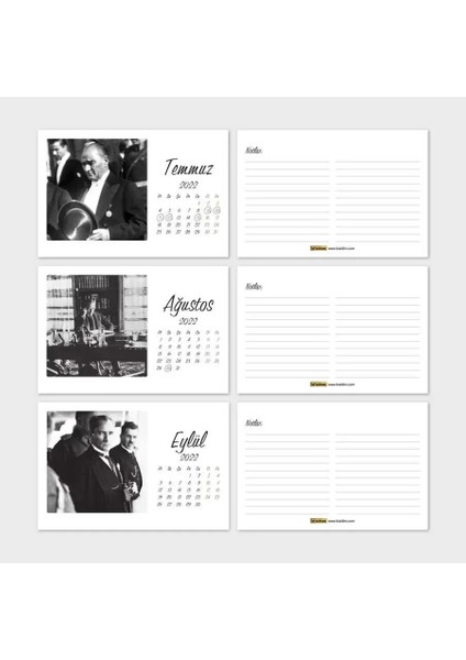 Atatürk Fotoğraflı 2026 Masa Takvimi Gri Yatay Form indirimleri