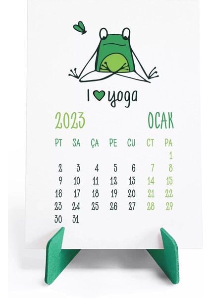 Kurbağa Konseptli 2026 Yoga Takvimi, 2026 Yoga Takvim, Yeşil Kurbağa Masa Takvimi fiyatları