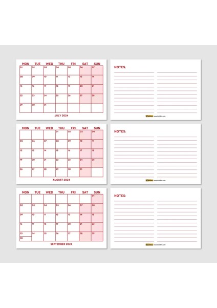 Kırmızı Renkli Aylık Planlama 2026 Takvim, 2026 Masa Takvimi, Red Color Monthly Planner Calendar indirimleri