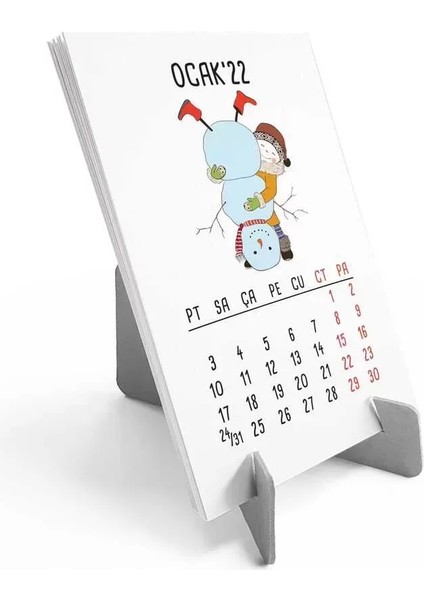 Dört Mevsim Konsept 2026 Takvim Sevimli Kız Masa Takvimi Gri