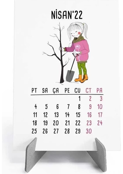 Dört Mevsim Konsept 2026 Takvim Sevimli Kız Masa Takvimi Gri fiyatları