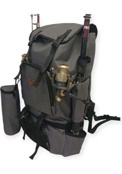 Termal Alt Bölmeli+Termal Matara Çantali Gri Kamp ve Balikçi Sirt Çantasi 62*41*22 cm modelleri