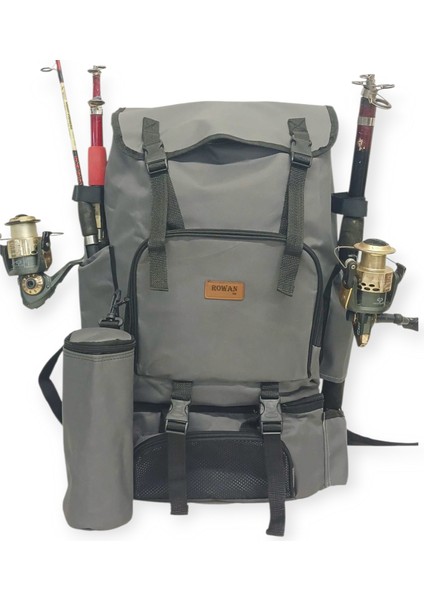 Termal Alt Bölmeli+Termal Matara Çantali Gri Kamp ve Balikçi Sirt Çantasi 62*41*22 cm