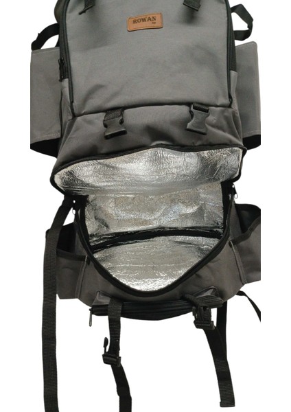 Termal Alt Bölmeli+Termal Matara Çantali Gri Kamp ve Balikçi Sirt Çantasi 62*41*22 cm