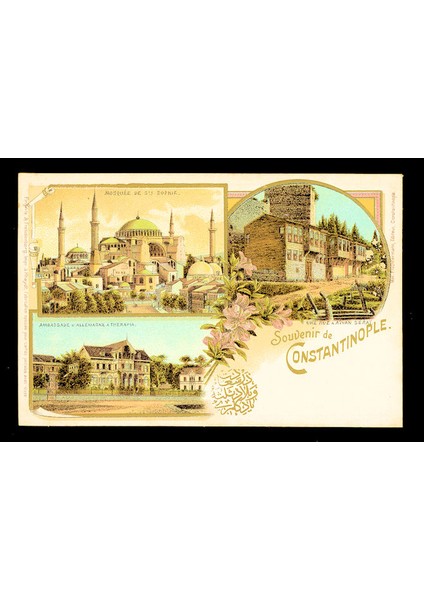 Ayasofya Lıtho Istanbul Constantinople Osmanlı Dönemi Kartı 1900`LER
