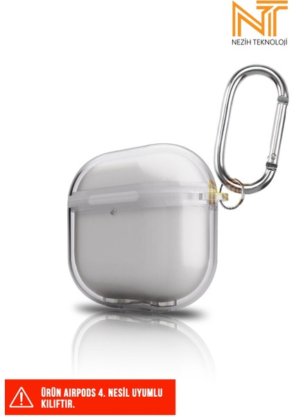 Apple Airpods 4. Nesil Uyumlu Askı Aparatlı Saydam Renkli Airbagli Silikon Kılıf