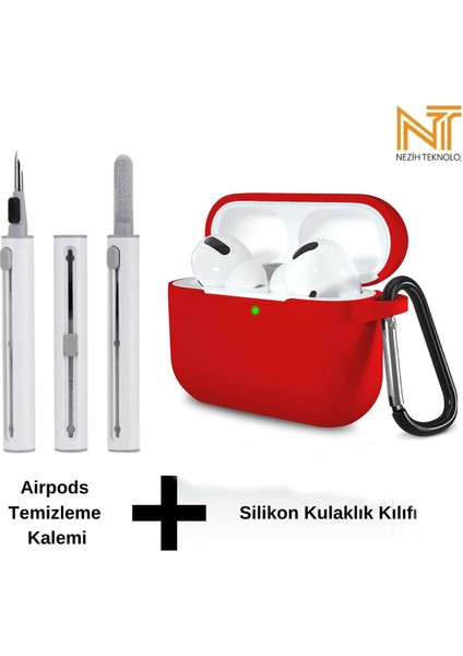 Airpods Pro 2. Nesil Uyumlu Yüksek Kalite Liquid Silikon Tıpalı Kılıf ve Elektronik Temizleme Kalemi