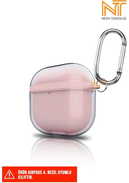 Apple Airpods 4. Nesil Uyumlu Askı Aparatlı Saydam Renkli Airbagli Silikon Kılıf