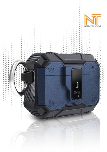 Apple Airpods Pro 2. Nesil Uyumlu Darbelere Karşı Dayanıklı Pratik Açma Butonlu Kulaklık Kılıfı