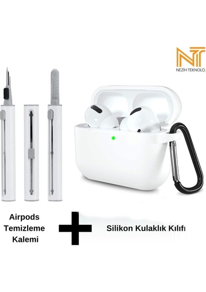 Airpods Pro 2. Nesil Uyumlu Yüksek Kalite Liquid Silikon Tıpalı Kılıf ve Elektronik Temizleme Kalemi