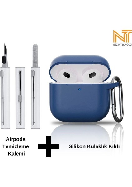 Apple Airpods 4. Nesil Uyumlu Yüksek Kalite Liquid Silikon Tıpalı Kılıf ve Elektronik Temizleme Kalemi