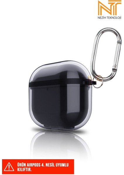 Apple Airpods 4. Nesil Uyumlu Askı Aparatlı Saydam Renkli Airbagli Silikon Kılıf