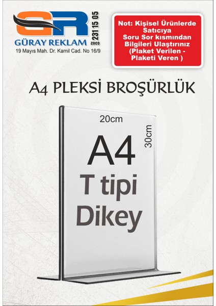 21X30 cm A4 T-Tipi Dikey Şeffaf Pleksi Föylük Menü Masaüstü Fiyatlık Kafe Restorant Mobilya Beyaz Eşya Firmalar Etiketlik