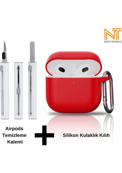 Apple Airpods 4. Nesil Uyumlu Yüksek Kalite Liquid Silikon Tıpalı Kılıf ve Elektronik Temizleme Kalemi
