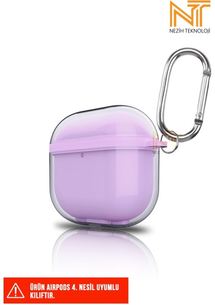 Apple Airpods 4. Nesil Uyumlu Askı Aparatlı Saydam Renkli Airbagli Silikon Kılıf