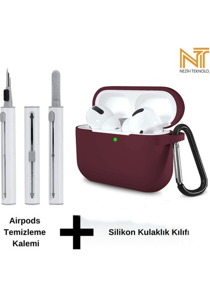 Airpods Pro 2. Nesil Uyumlu Yüksek Kalite Liquid Silikon Tıpalı Kılıf ve Elektronik Temizleme Kalemi