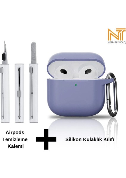 Apple Airpods 4. Nesil Uyumlu Yüksek Kalite Liquid Silikon Tıpalı Kılıf ve Elektronik Temizleme Kalemi