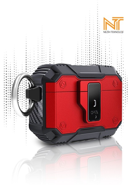 Apple Airpods Pro Uyumlu Darbelere Karşı Dayanıklı Pratik Açma Butonlu Kulaklık Kılıfı