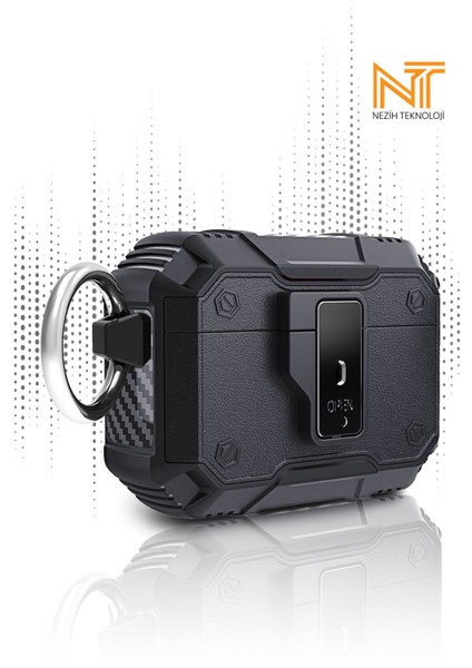 Apple Airpods Pro 2. Nesil Uyumlu Darbelere Karşı Dayanıklı Pratik Açma Butonlu Kulaklık Kılıfı