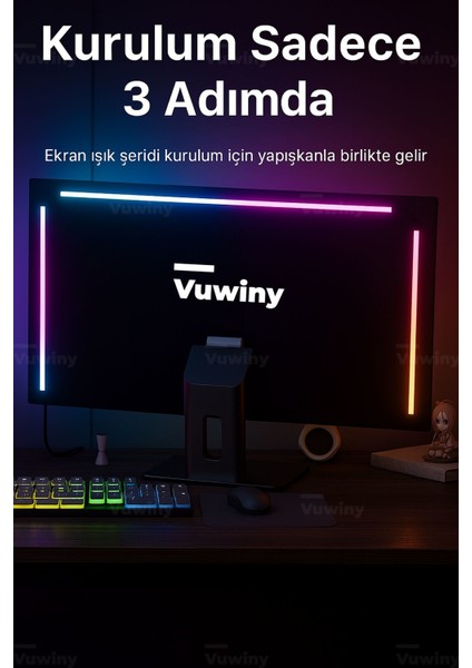 Bilgisayar Monitör Görüntüye Duyarlı Sync Neon Ambilight LED Aydınlatma (32" Inç)