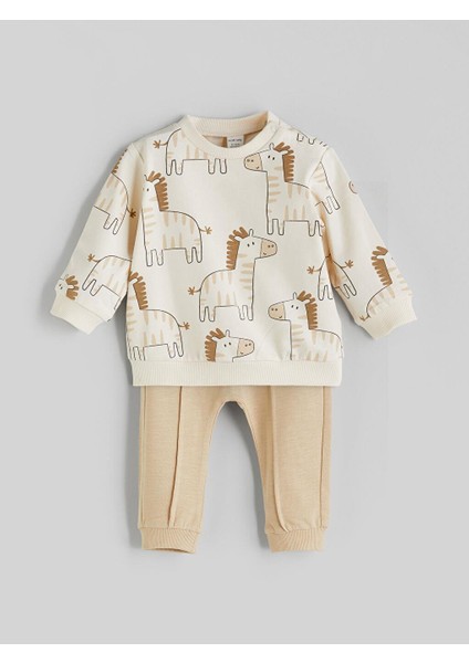 Baskılı Erkek Bebek Sweatshirt ve Eşofman Alt 2'li (W5)