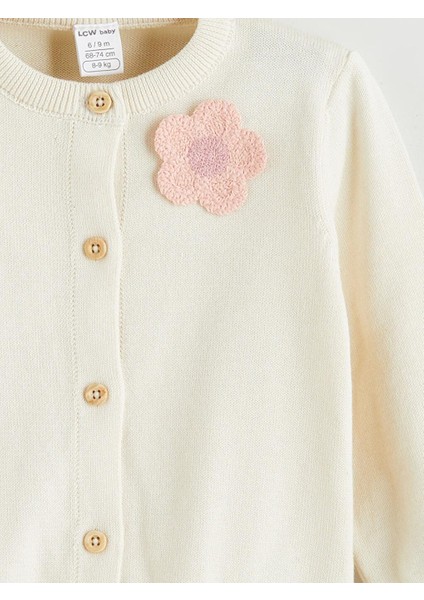 Bisiklet Yaka Çiçek Nakışlı Kız Bebek Triko Hırka (W5) modelleri