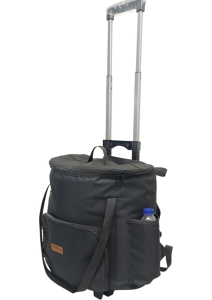 2 Kademeli Tekerlekli Çekcekli Siyah İçi komple köpük Sırt Termal Kurye ve Pıknık Soğutucu Buzluk Çanta fiyatları