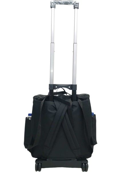 2 Kademeli Tekerlekli Çekcekli Siyah İçi komple köpük Sırt Termal Kurye ve Pıknık Soğutucu Buzluk Çanta indirimleri