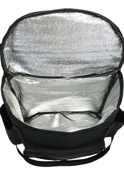 2 Kademeli Tekerlekli Çekcekli Siyah İçi komple köpük Sırt Termal Kurye ve Pıknık Soğutucu Buzluk Çanta