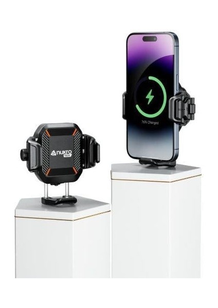 Nucrotech M33 Plus Titreşim Modüllü Telefon Tutucu (Kablosuz ve Type-C Şarjlı )