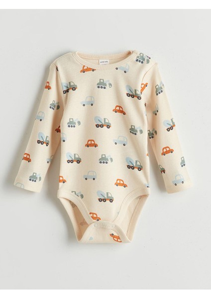 Bisiklet Yaka Baskılı Erkek Bebek Çıtçıtlı Bodysuit 2'li (W5) modelleri