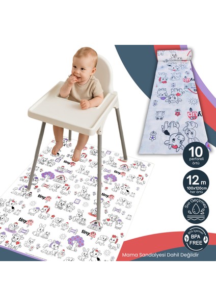 Tek Kullanımlık Mama Sandalyesi Altı & Aktivite Örtüsü - 100X120 cm – 10 Adet Sıçrama Koruyucu Matı