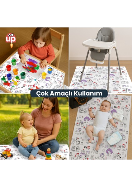 Tek Kullanımlık Mama Sandalyesi Altı & Aktivite Örtüsü - 100X120 cm – 10 Adet Sıçrama Koruyucu Matı modelleri