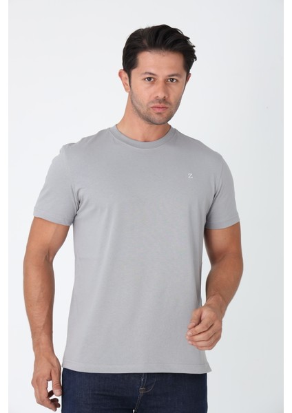 Gri Tişört - Sol Göğüste Gri Nakışlı "z" Harfi Tasarım fiyatları