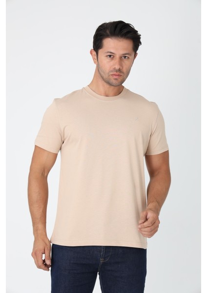 Bej Tişört - Sol Göğüste Gri Nakışlı "z" Harfi Tasarım fiyatları
