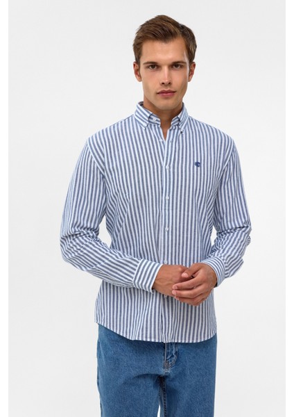 Erkek Çizgili Yıkamalı 100% Pamuk Regular Erkek Gömlek fiyatları