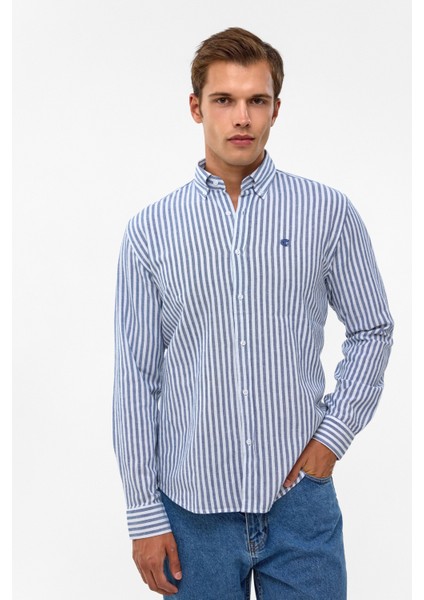 Erkek Çizgili Yıkamalı 100% Pamuk Regular Erkek Gömlek modelleri