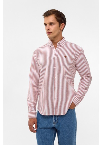 Erkek Çizgili Yıkamalı 100% Pamuk Regular Erkek Gömlek indirimleri