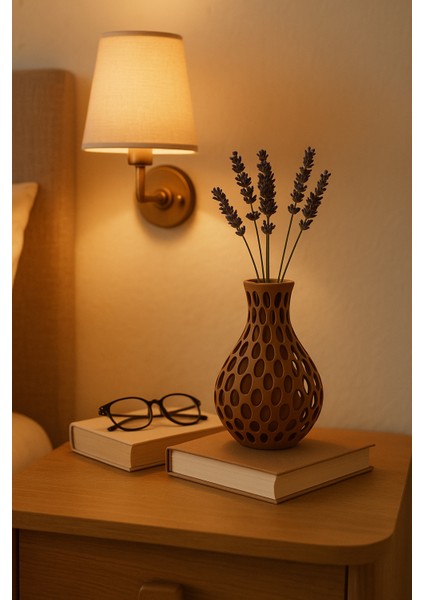 Modern Kahverengi Delikli Vazo – 3D Baskı Pla+ Malzeme – Minimal Dekoratif Obje modelleri