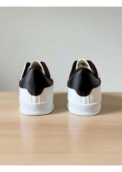 Beyaz-Kırmızı-Beyaz Taban Unisex Günlük Rahat Hafif Bağcıklı Sneaker Spor Ayakkabı